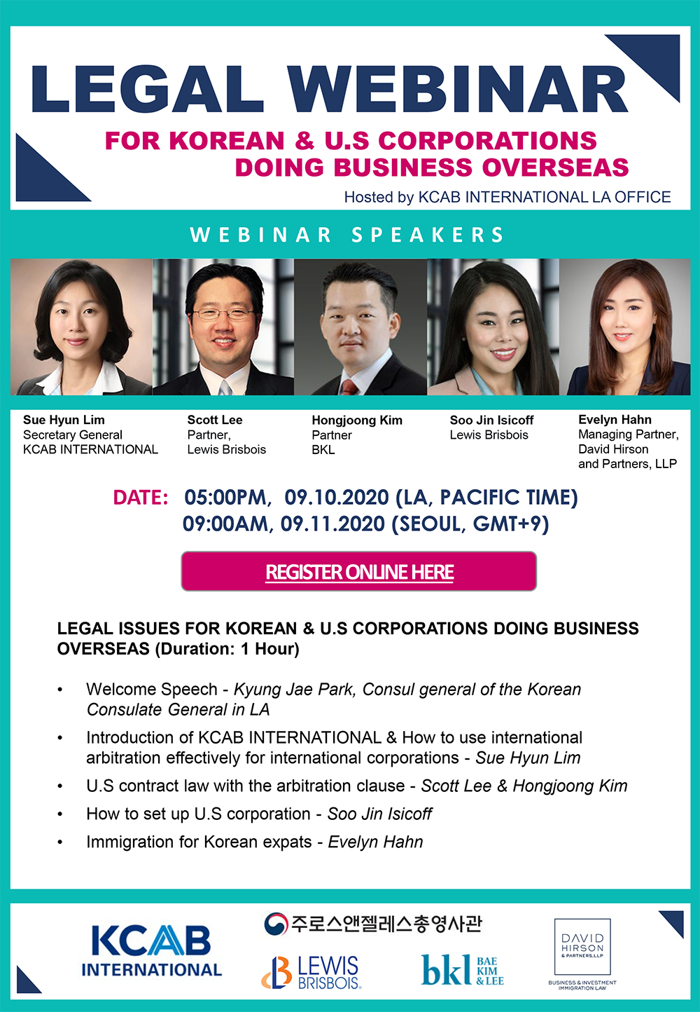 [KCAB INTERNATIONAL] Legal Webinar for Korean & U.S Corporations doing business overseas